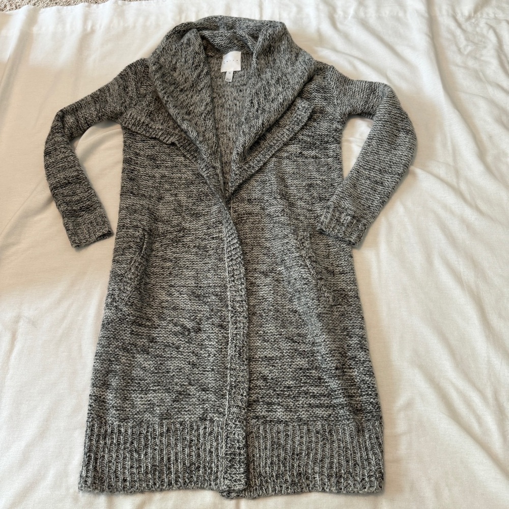 Leith XS Heather Gray Cardigan‎ Sweater ~ Wool Mohair Classic Everyday